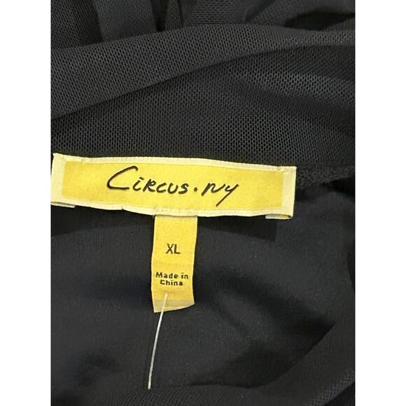 NWT Circus NY Black Ruched Long Sleeve Mesh Dress Women's size XL - Picture 3 of 5